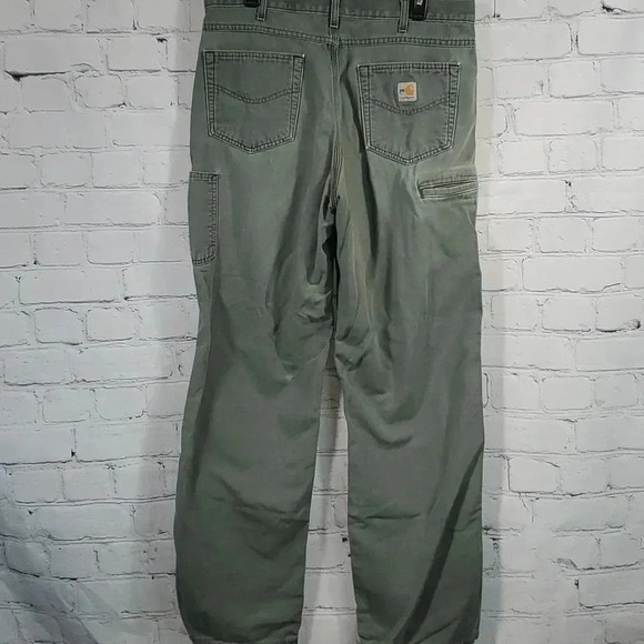 Men's Carhartt FR CAT 2 2112 Flame Resistant Moss Green Pants Size 35x34
